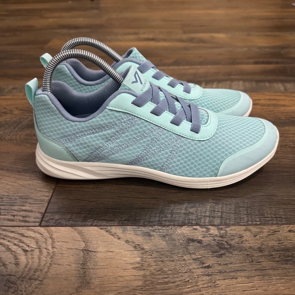 Vionic Shay Walking Sneakers Womens 9.5 Mint Blue Comfort Athletic Shoes Lace Up